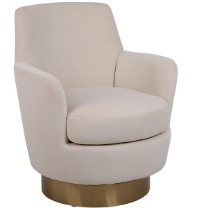 Lyngins Teddy Barrel Swivel Accent Chairs,Upholstered Arm Chairs with Gold Stainless Steel Base for Living Room,Bedroom - 1 of 4
