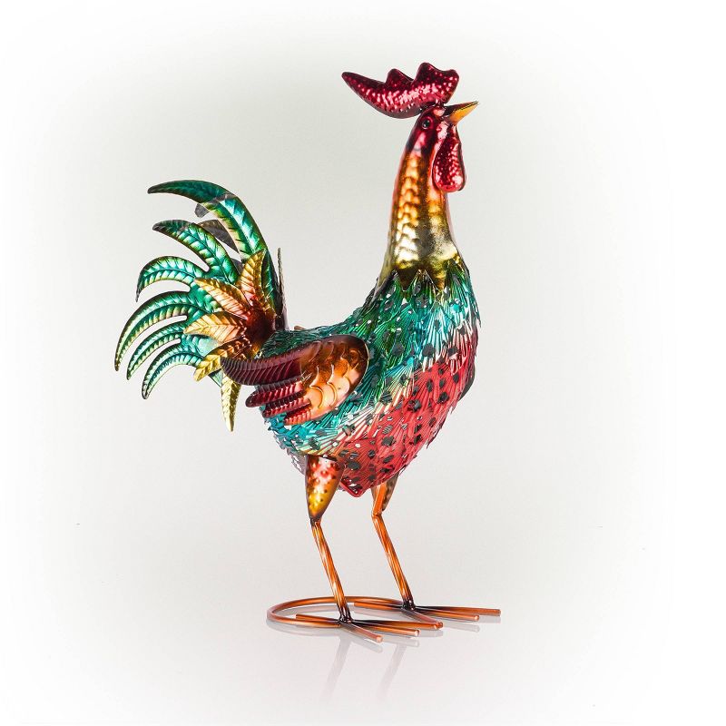 16&#34; x 14&#34; Outdoor Iron Rooster Standing Yard Statue - Alpine Corporation, 4 of 9