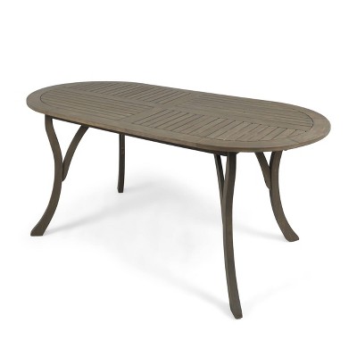 Hermosa Oval Acacia Wood 70" Dining Table - Gray - Christopher Knight Home