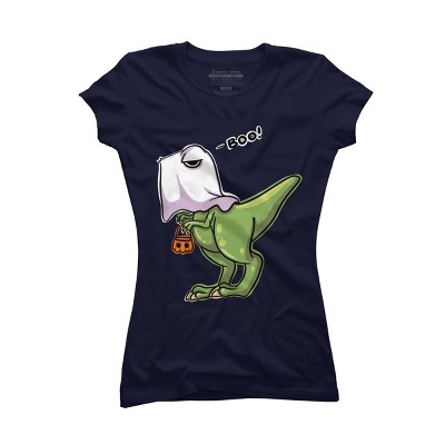 Junior's Design By Humans Halloween Ghost Dinosaur By whynot007 T-Shirt