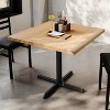 Flash Furniture Bennett Square Solid Wood Commercial Indoor Tabletop with 30" x 30" Dining Height Rust-Resistant Cast Iron X-Base - 2 of 4