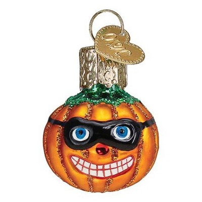 Old World Christmas 1.5 Inch Mini Masked Jack-O-Lantern Pumpkin Halloween Spooky Tree Ornaments