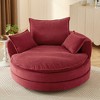 360° Swivel Sofa Chair - Corduroy Accent Barrel Chair with Dual-Layer Cushion & 3 Pillows - ModernLuxe - 2 of 4