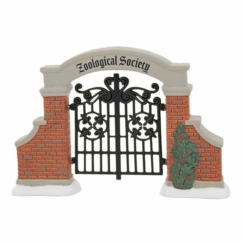 Enesco 3.75 In Zoological Garden's Gate Red Brick Iron Gate Village Accessories, 1 of 4