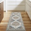 Vintage Area Rug Washable Medallion Floor Mats, Non-Slip Oriental Distressed Accent Rug, Non-Shedding Low Pile Indoor Carpet, Easy Cleaning - 2 of 4