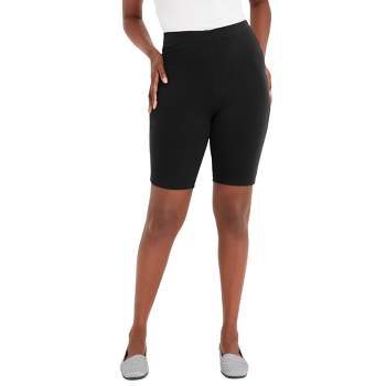 Ellos Women's Plus Size Stretch Knit Bike Shorts - 18/20, Black : Target