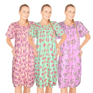 cotton lounge dresses and muumuus Women's Ankle-Length Cotton Muumuu - Pink Magenta - XL