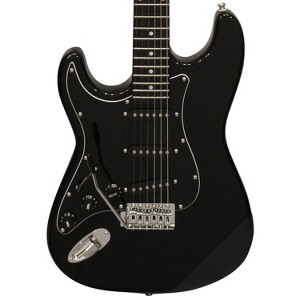Sawtooth ES Series Left-Handed Electric Guitar, Black with Black Pickguard - 1 of 4