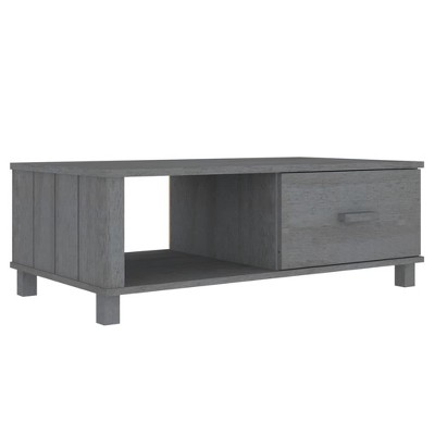 vidaXL Solid Pinewood Coffee Table HAMAR with Storage Drawer and Compartment, Versatile Home Furniture