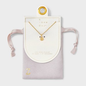 14K Gold Plated Round Initial Pendant Necklace - A New Day™ - 1 of 4