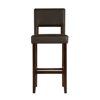 Espresso Brown 30" Wood Bar Stool with Faux Leather