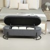 Sapphtopaz Oval Storage Ottoman Bench with Safety Hinge, Velvet Storage Bench with Padded Top, Upholstered Bedroom End Bench for Bedroom - 2 of 4
