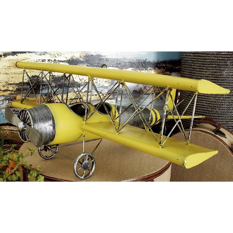 Metal Airplane Wall Decor with Chain Hanger Yellow - Olivia &#38; May, 3 of 12