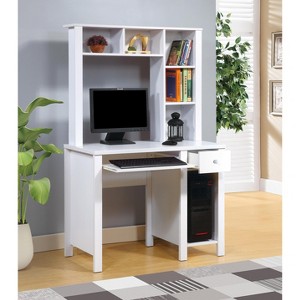 KTMBDW 39” Computer Desk with Drawers, Office Desk with Storage, Wood Writing Desk with 5 compartments, Keyboard Tray for Home Office & Studio - 1 of 4