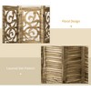 Aghana Digitals 4-Panel Wooden Privacy Screen, Brown Folding Room Divider with Dual Hinges & Floral - 4 of 4