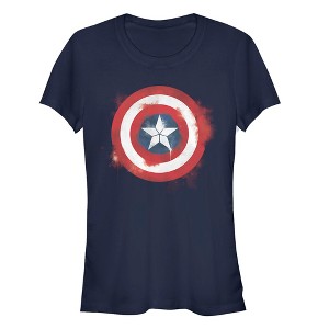 Juniors Womens Marvel Avengers: Endgame Cap Smudged Shield T-Shirt - 1 of 3