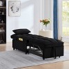 Single Pull Out Velvet Sofa Bed, Convertible Sleeper Chair with Storage Pocket & Adjustable Backrest for Apartment or Dorm-3irtyhousy - 3 of 4