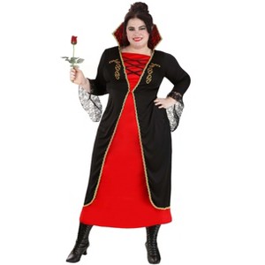 HalloweenCostumes.com 2X Women Plus Size Classic Vampire Costume Dress for Women | Vampire Costumes, Black/Red - 1 of 4