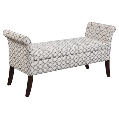 Designs4Comfort Garbo Storage Bench Ribbon Pattern Fabric - Breighton Home: Tufted, for Bedroom & Entryway