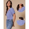 INSPIRE CHIC Women's Plaid Gingham Puff Sleeve Ruffle Peter Pan Collar Shirt - 2 of 4