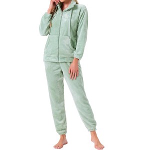 INSPIRE CHIC Women's Pajama Set Fleece Long Sleeve Fluffy Loose Plush Pants with Pockets Warm Winter Sleepwear - 1 of 4