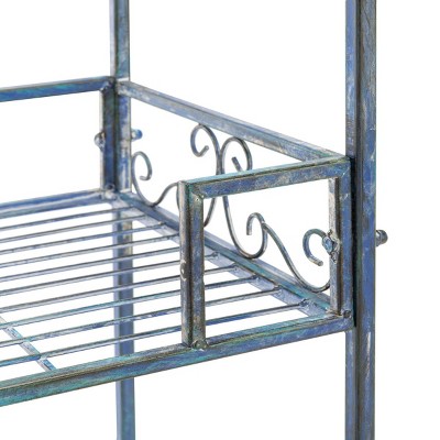 Antique Blue Victorian Inspired 3-Tier Iron Shelf