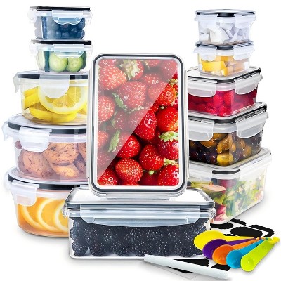 24 food storage containers, leak-proof, meal prep containers, BPA-free, leak-proof plastic lunch boxes, microwave safe