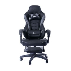 RadioShack Ergonomic Design Gaming Chair With Retractable Footrest And Armrests With Multiple Adjustability Levels Black and Gray 2606046 - 1 of 4