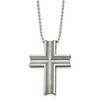 Black Bow Jewelry Men's Titanium & Stainless Steel Large Grooved Cross Necklace, 24 Inch - 2 of 4