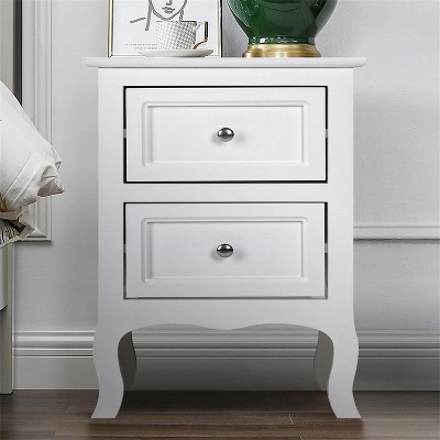 Resenkos Night Stand for Home, End Table with 2 Drawer, Modern Design Storage Cabinet for Bedroom, White(1pcs) Black