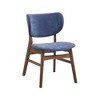 Royal Hampton 23 Inch Side Dining Chair Set of 2, Walnut Brown, Soft Blue Fabric - 3 of 4