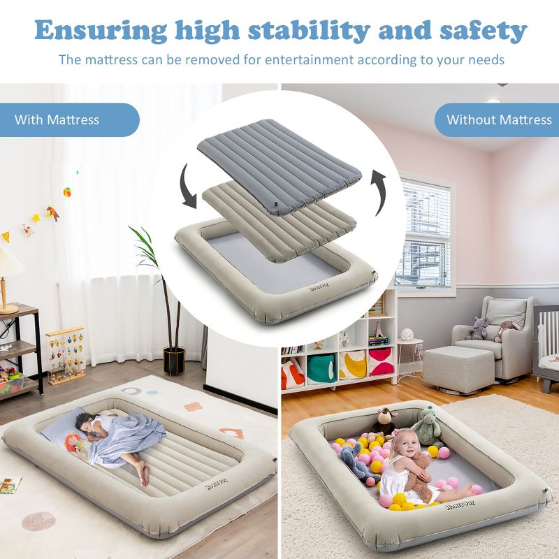 Costway Inflatable Toddler Travel Bed w/ Electric Pump Portable Blow Up Bed for Kids, 5 of 11