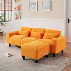 VYNXARIA The 84.6-inch orange teddy fleece creative sofa can be assembled into a two-seater sofa with a single couch with three waist pillows - 3 of 4