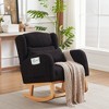 Polyester Modern Accent High Backrest Lounge Arm Rocking Chair with Two Side Pockets, Lumbar Pillow and Sturdy Wood Frame - 4 of 4