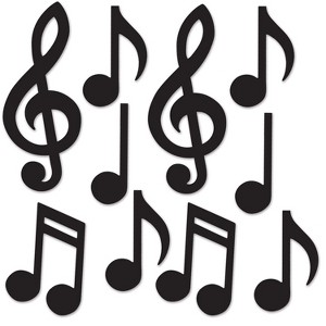 Beistle Mini Musical Notes Silhouettes, 5.5"-10.25", (60/Pkg) Black - 1 of 4