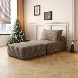 MAYEERTY 135" Large Modular Sofa Camel - 135" 6-Seat, Corduroy, Sofa Bed, No Assembly, for Apartment/Living Room - 1 of 4