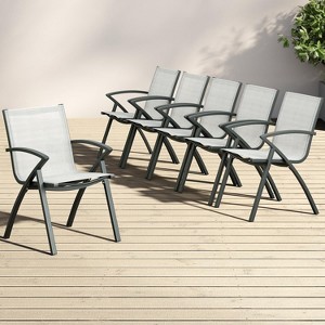 coucheta Patio Dining Chairs Set of 6 - Outdoor Stackable Chairs with Sturdy Metal Frame & Breathable Backrest, All-Weather for Garden/Backyard - 1 of 4