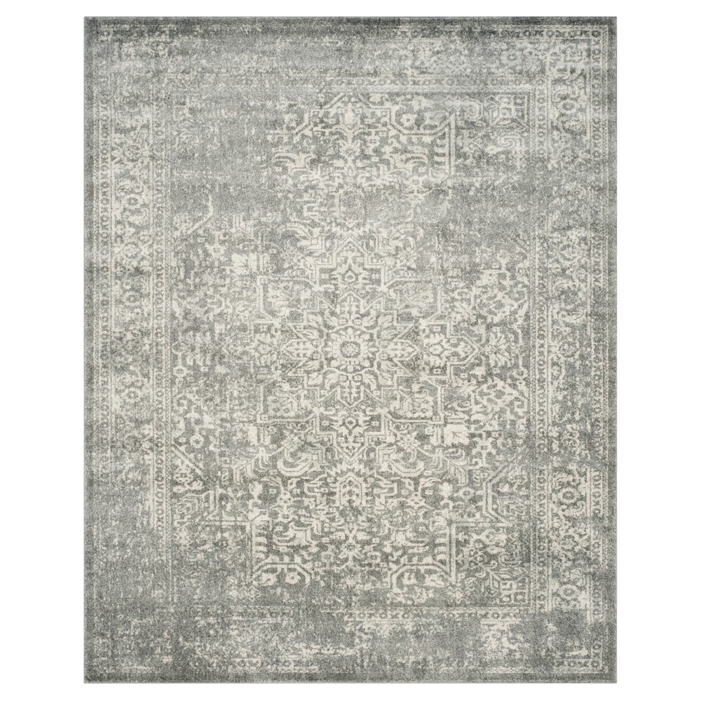 9'x12' Hestia Burst Loomed Area Rug Silver/Ivory - Safavieh