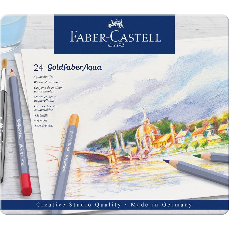 Faber-Castell 24ct Goldfaber Watercolor Pencil Tin, 1 of 9