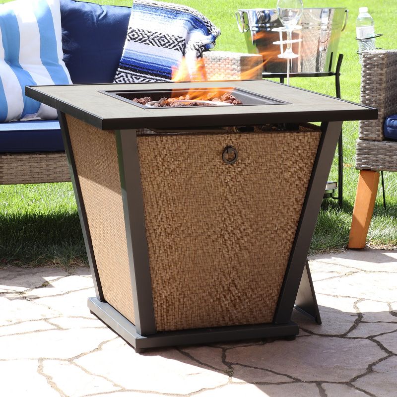 Sunnydaze Reykir Modern Smokeless Metal Outdoor Fire Pit with Tile Tabletop and Rafa Fabric Sides - 24" H, 4 of 15