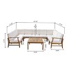 GDFStudio Abena Outdoor Acacia Wood 9 Seater Sectional Sofa Chat Set with Cushions - 3 of 4