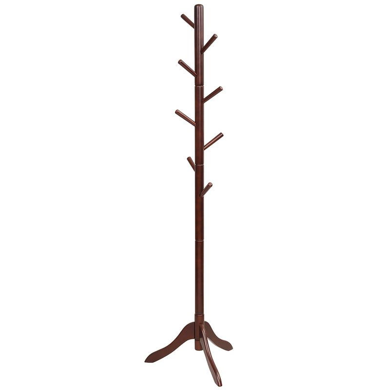 Costway Wooden Coat Rack Stand Entryway Hall Tree 2 Adjustable Height w/ 8 Hooks Gray\Brown, 1 of 11