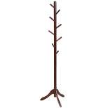 Costway Wooden Coat Rack Stand Entryway Hall Tree 2 Adjustable Height w/ 8 Hooks Gray\Brown
