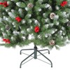 Snow-Flocked Christmas Tree with Pine Cones & Berries - Quick-Assembly Metal Stand, Indoor/Outdoor Holiday Decor - 3 of 4
