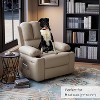 Manual Leather Chair, Premium Ergonomic Recliner with Adjustable Backrest and Cup Holders - 2 of 4