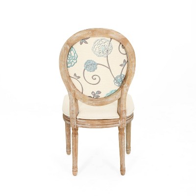 Reed Upholstered Farmhouse Dining Chairs in Beige, White, and Blue