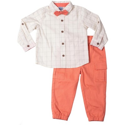 Little Lad Baby Boys 3 Piece Roll Sleeve Shirt and Pant Set