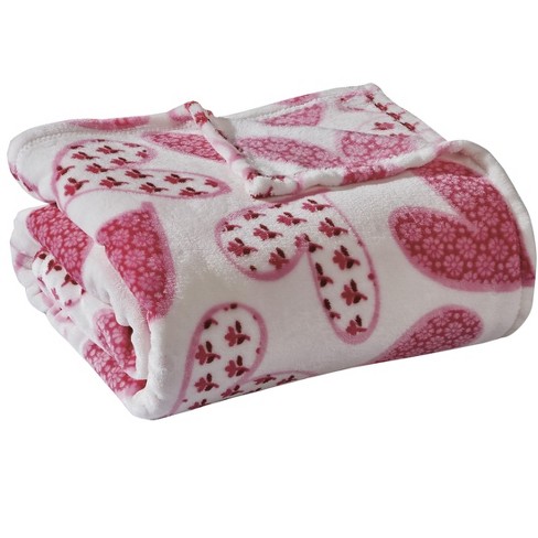 Kate Aurora Valentine's Day Floral Hearts Ultra Soft & Plush Accent Throw Blanket - 50 In W X 60 In. L - image 1 of 3