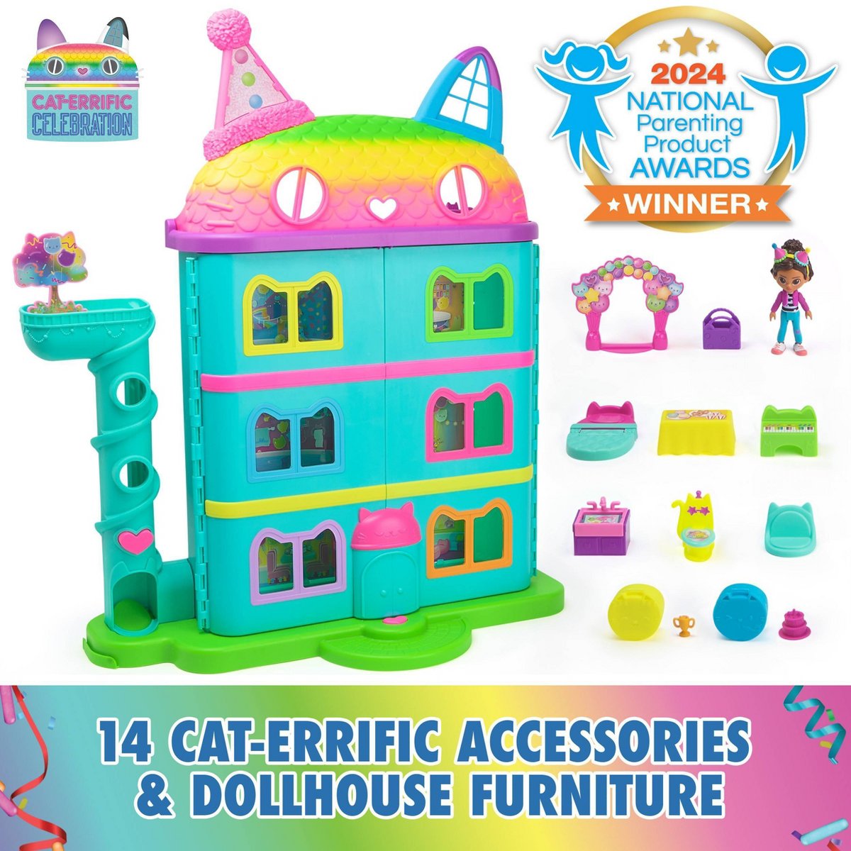 Кукольный домик Gabby's Dollhouse Радужный праздник, 15 предметов — фото 3