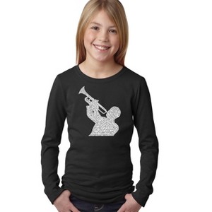 LA Pop Art Girl's Word Art Long Sleeve - ALL TIME JAZZ SONGS - 1 of 4